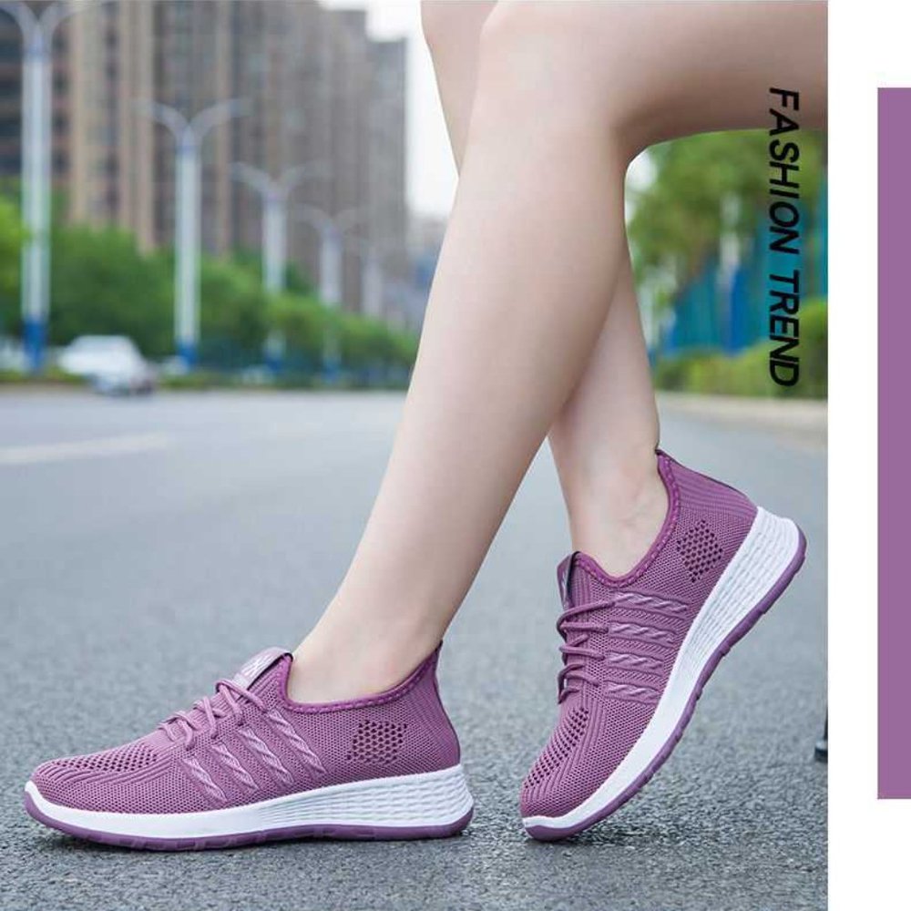 Mesh Top slip-on sneakers - ladies fashion sneakers Purple & White sneakers - Picture 10 of 16